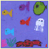 Drawing of various marine creatures.